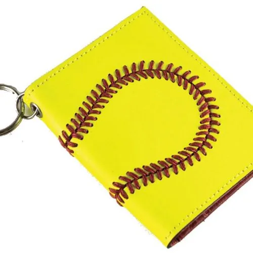 Pro Style Sports Leather Softball ID Holder & Keychain