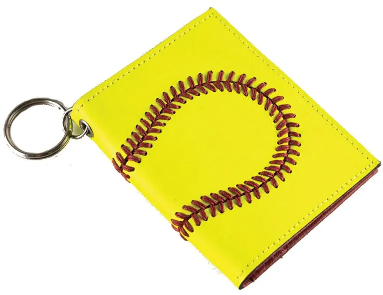 Pro Style Sports Leather Softball ID Holder & Keychain 1 Pro Style Sports Leather Softball ID Holder & Keychain