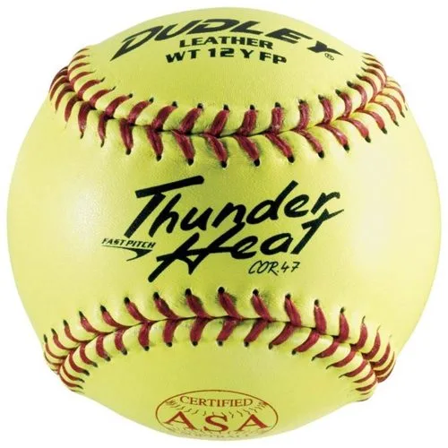 Dudley 12", 4A-147Y 47/375, ASA Thunder Heat Leather Fastpitch Softballs, Dz