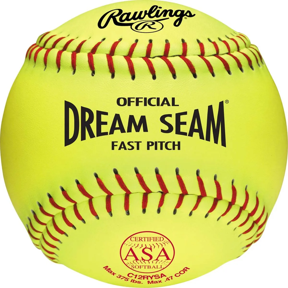 Rawlings C12RYSA 12" ASA Dream Seam .47/375 Synthetic Softballs 1 Rawlings C12RYSA 12" ASA Dream Seam .47/375 Synthetic Softballs