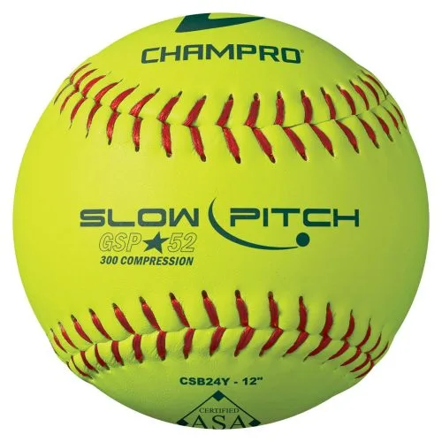 Champro 12” CSB24Y 52/300 ASA/USA Durahide Slowpitch Softballs