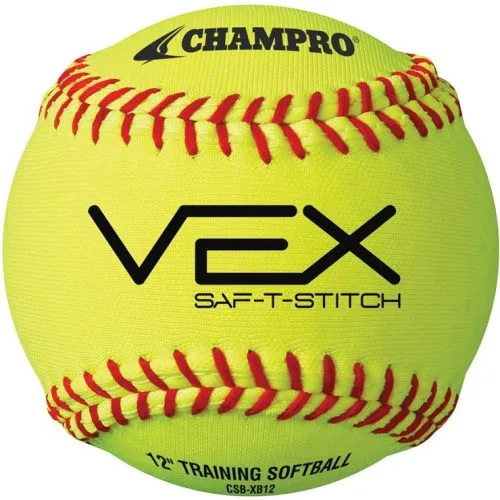Champro 12" (dz) VEX SAF-T-STICH Soft Core Practice Softballs, CSB-XB12