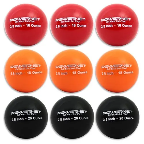POWERNET Heavy Weighted Training Baseball Set, 2.8", 9pk