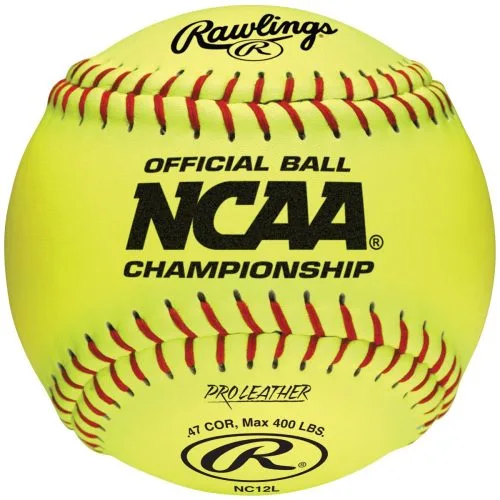 Rawlings 12" NC12L NCAA Championship 47/400 Leather Fastpitch Softballs, Dz