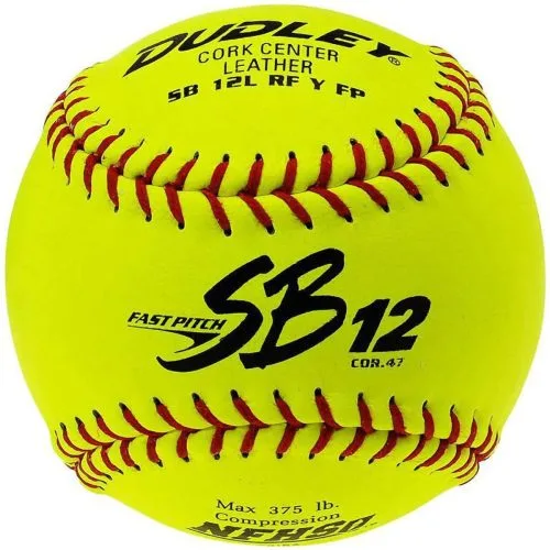 Dudley 12" SB12L RFY FP 47/375 Leather Fastpitch Softballs, Dz