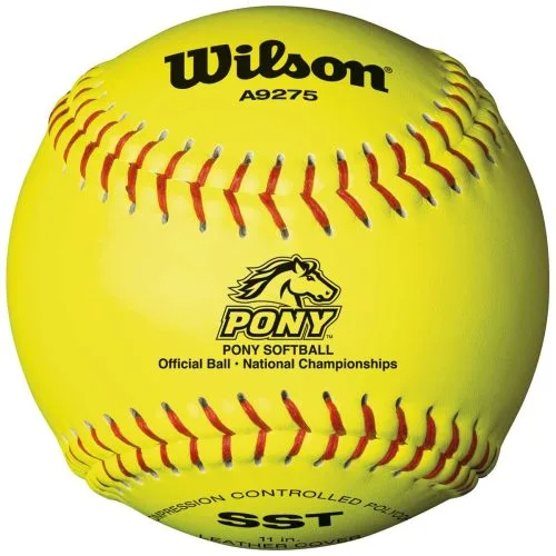 Wilson 11", 47/375 Pony Leather Fastpitch Softballs, A9275BSST, Dz