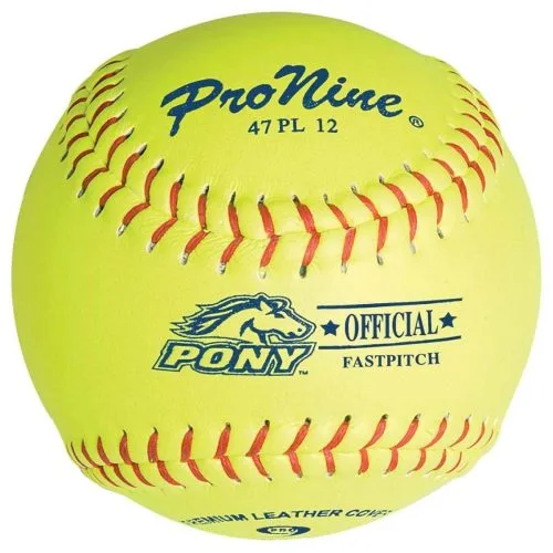 Pro Nine 12", 47 PL12 47/375 Official Pony League Leather Fastpitch Softballs, Dz