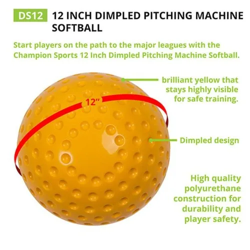 Champion 12" Dimpled Pitching Machine Softballs, DS12 -Baseball Shop a33 775 new dia