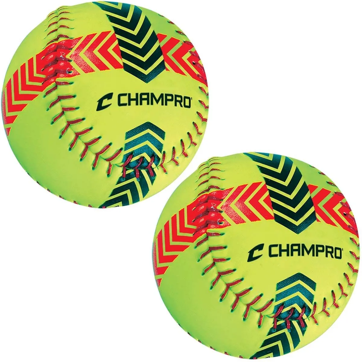 Champro 2/pk Striped Training Softballs, CSB52S 1 Champro 2/pk Striped Training Softballs, CSB52S